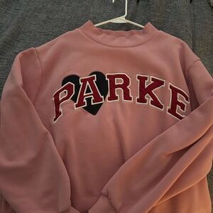 Parke Women's Pink Heart Crewneck Sweatshirt: Valentines Day Limited Edition
